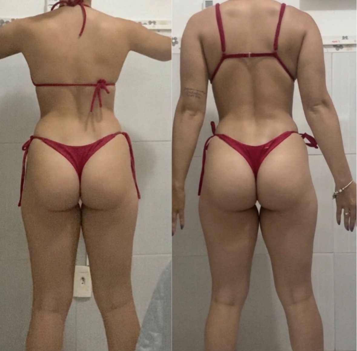 Antes e depois de aluna do projeto Glow Fit — Ciclo Glow Fit concluído